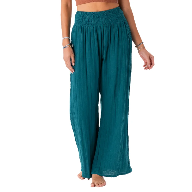 Men's flat - front casual dress pants for semi - formal events Verdigris Wide Leg Cotton Pants