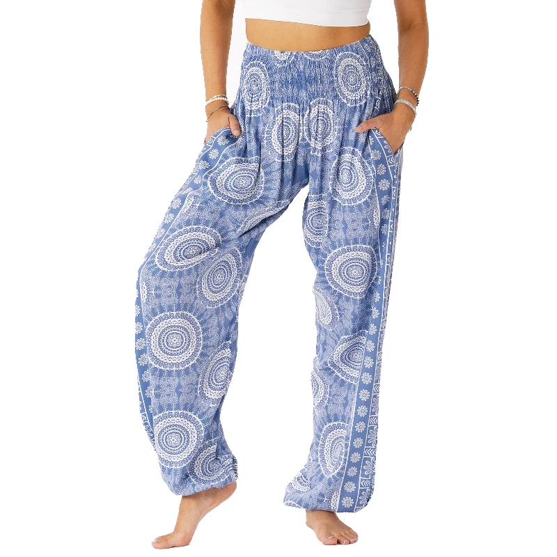 Men's patterned casual silk blend pants for a unique night - out style Vinca Harem Pants