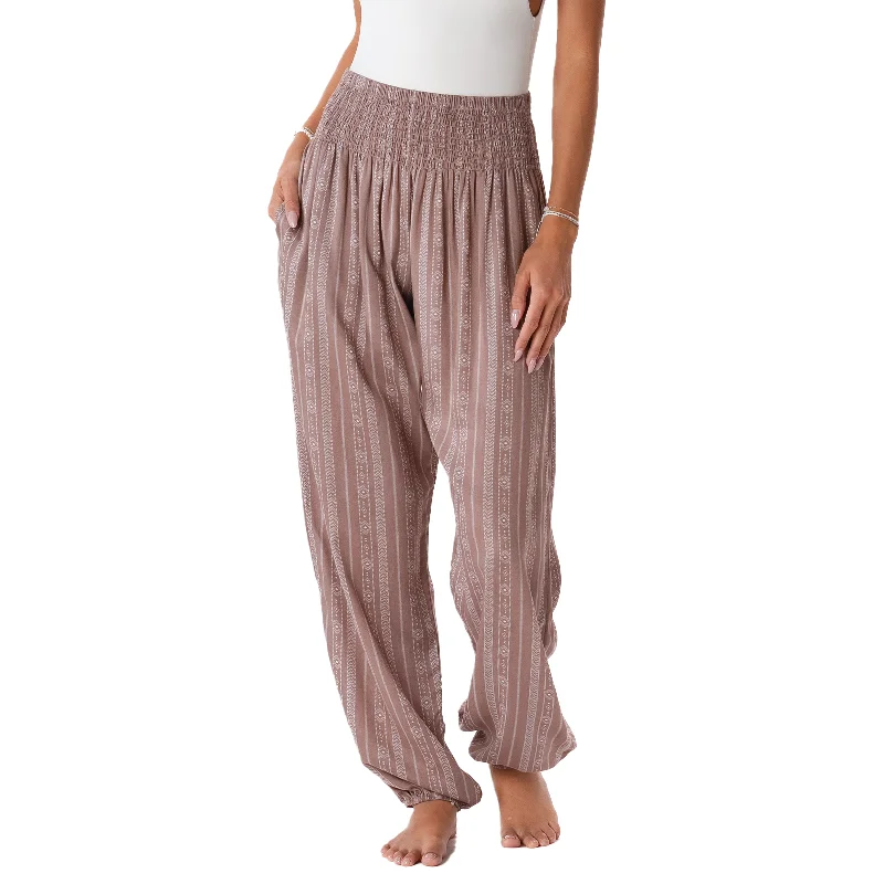 Men's cropped length casual linen pants for a breezy summer vibe Yao Tribal Print Harem Pants