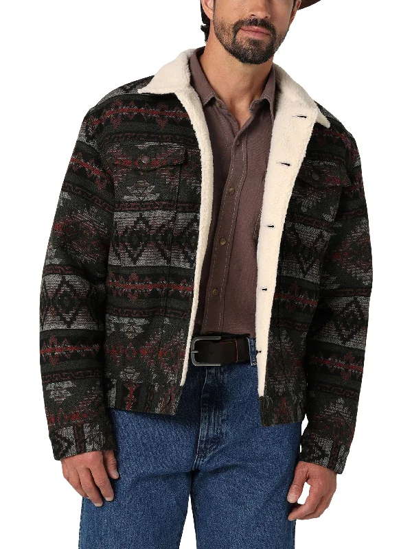 Checkered men jackets in a plaid pattern for a preppy appearance Men's Wrangler Sherpa Lined Jacket #112335735