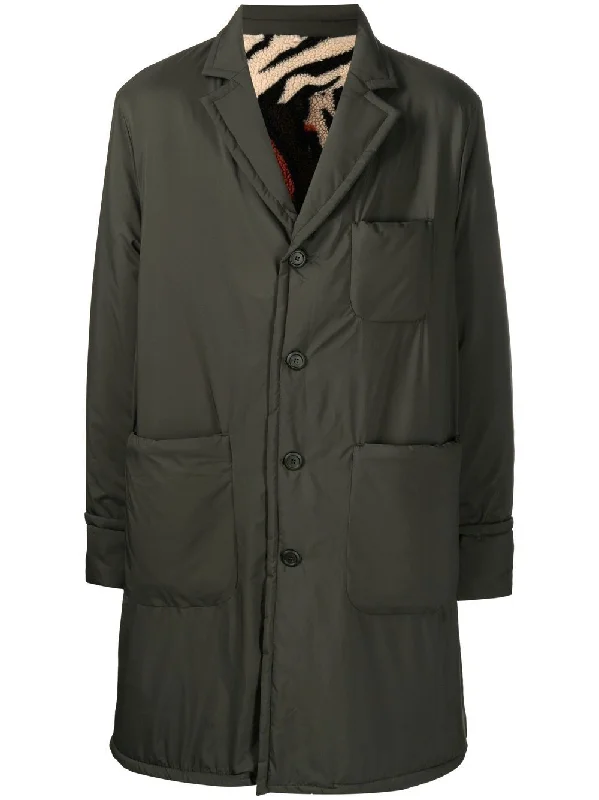 Men coats with a soft fleece interior for extra warmth and comfort Patch Pockets Single Breasted Coat