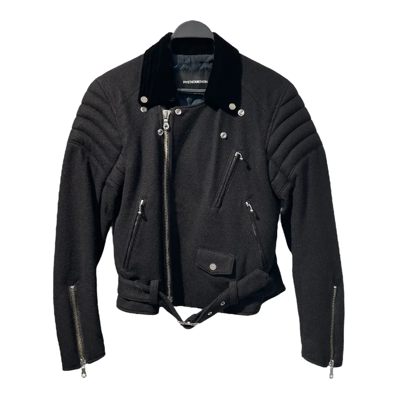 Men coats with a stand - up collar for a sleek and modern look PHENOMENON///Riders Jkt (S)/M/Wool/BLK//Plain/M [Designers] Essentials/