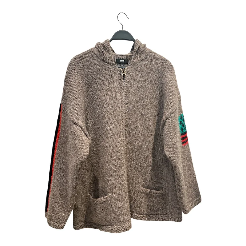 Men jackets with a hidden interior pocket for secure storage STUSSY/Jacket/L/Wool/BRW/GREEN AND BLACK ON SLEEVE