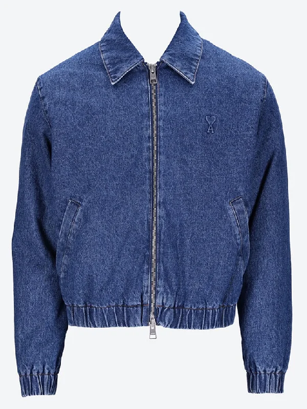 Slim - fit leather men jackets with a distressed finish for a rugged look Ami de cœur zipped jacket