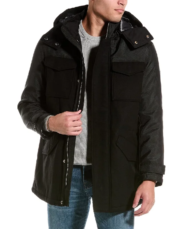 Men coats with a water - resistant finish for light rain and splashes Armani Exchange Caban Wool-Blend Coat