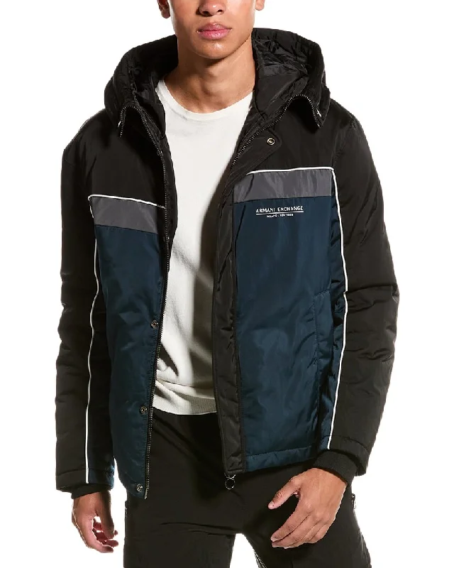 Stylish men coats with a double - breasted design for a formal look Armani Exchange Colorblock Coat