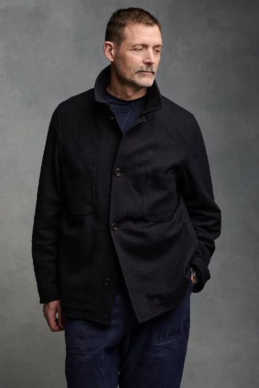 Men jackets with a zip - off sleeves to convert to a vest Men's Arthur Wool Chore Jacket - Navy
