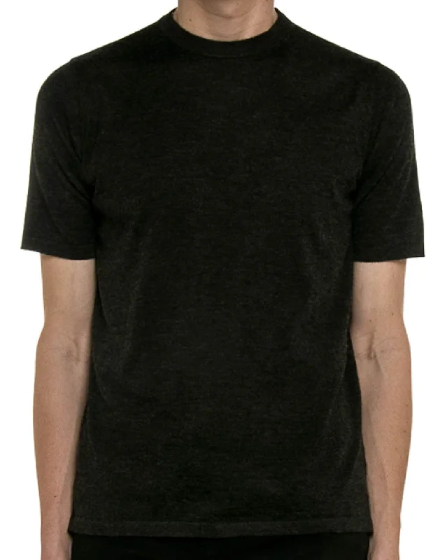 Men's slim - fit graphic t - shirts with vintage rock band prints Charcoal Jersey Knit T-Shirt