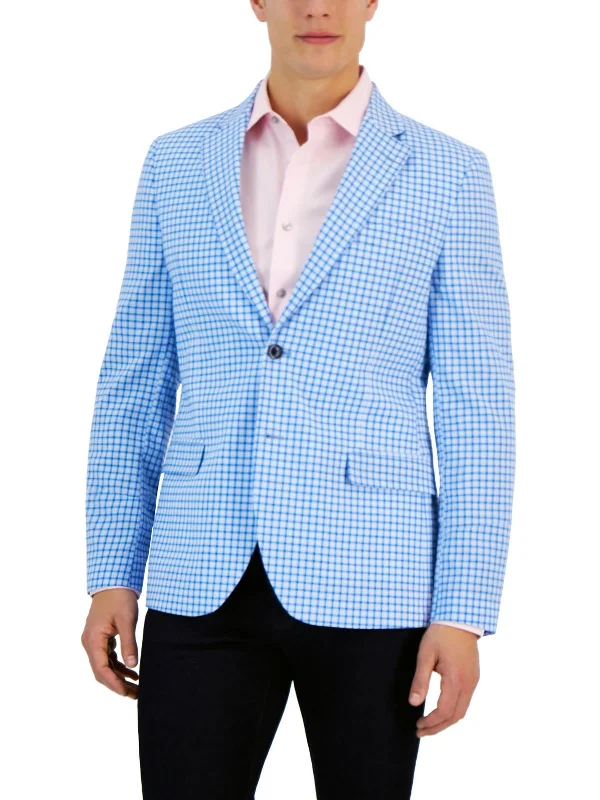Men Blazers with Japanese - Inspired Prints for an Oriental Style​ Brielle Mens Plaid Office Two-Button Blazer