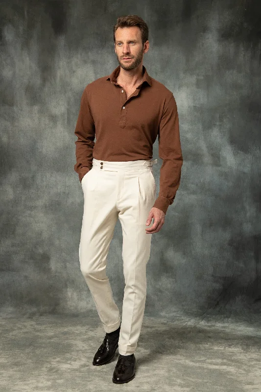 Men's plus size golf polo shirts in moisture wicking fabric Brown popover polo shirt - Made in Italy