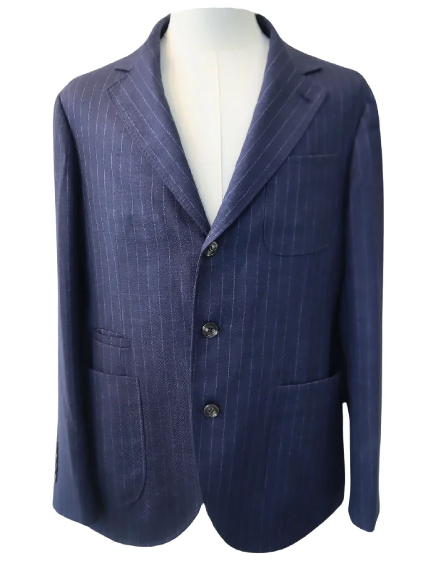 Men Blazers with Herringbone Patterns for a Sophisticated Appeal​ Brunello Cucinelli New Mens 100% Linen Blazer Jacket In Spago / Blue
