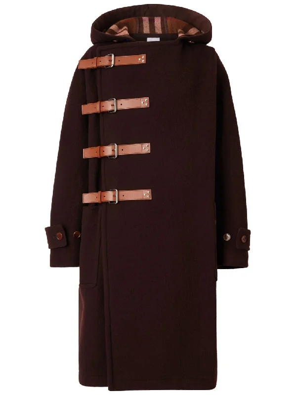 Men coats with multiple inner pockets for convenient storage of essentials Buckled Hooded Duffle Coat