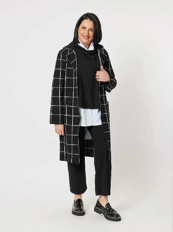 Plus - size men jackets with adjustable drawstrings for a comfortable fit Clarity Check Knit Jacket Black