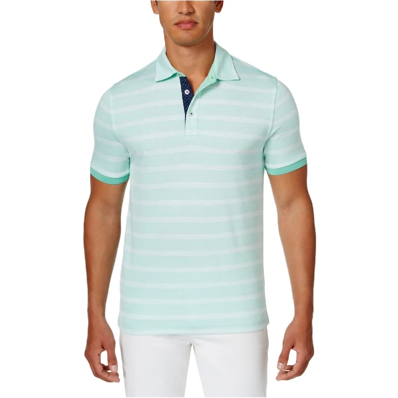 Men's plus size golf polo shirts in moisture wicking fabric Club Room Mens Striped Rugby Polo Shirt, Green, XX-Large