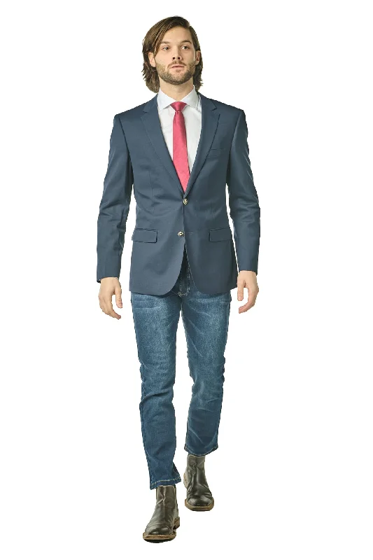 Men Blazers for Fashion Shows in Trendy and Avant - Garde Styles​ Slim Fit Navy Blazer GB-BLZ-Navy
