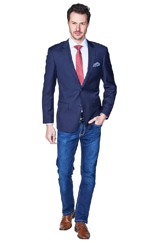 Men Blazers for Barbecues in Laid - back and Comfortable Styles​ Modern Fit Navy Blazer B-BLZ-Navy