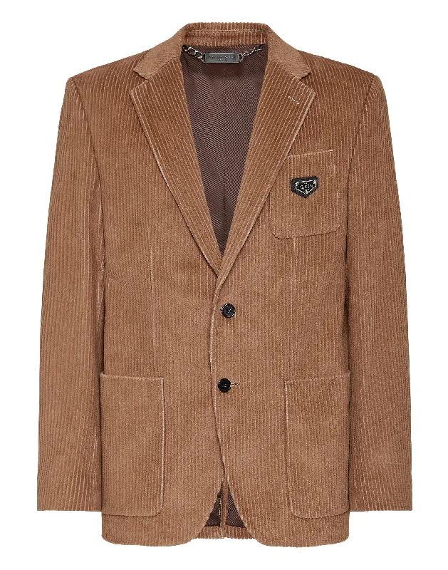 Men Blazers for Sporting Events in Team - Color - Inspired Styles​ Corduroy Blazer Gigolò Fit Iconic Plein