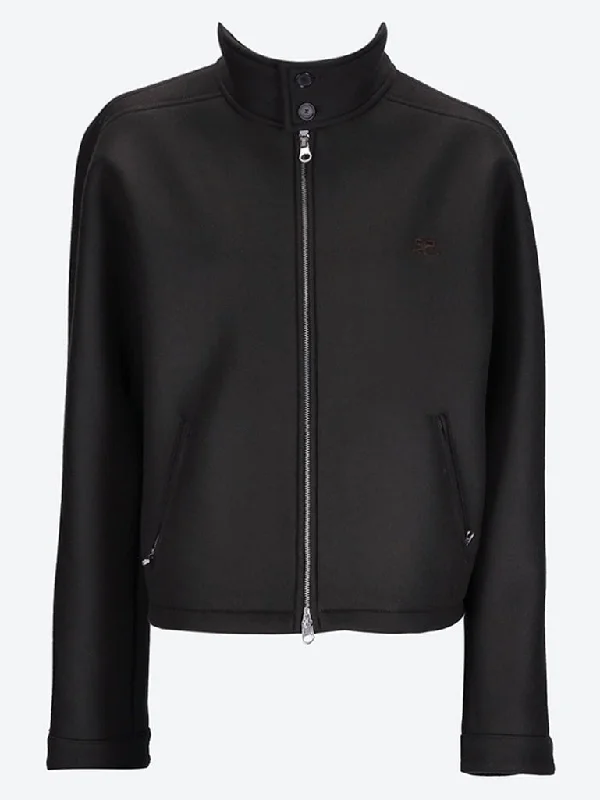 Bomber men jackets with ribbed cuffs for a classic 80s style Zipped wool bomber jacket