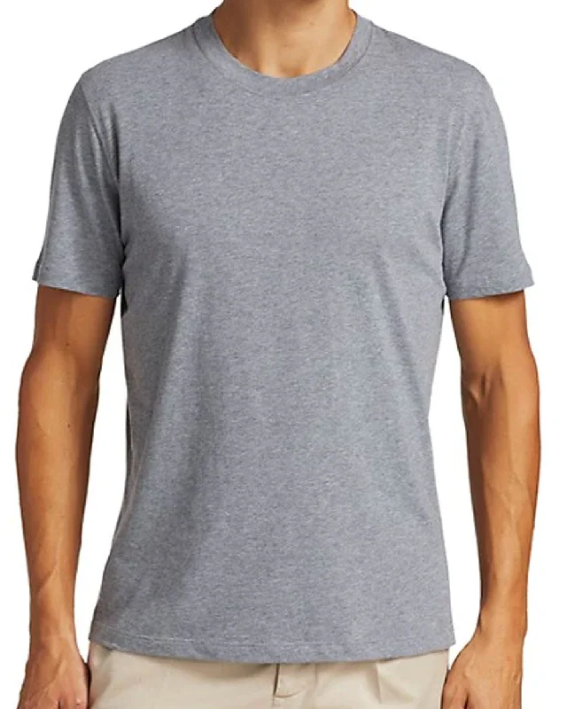 Men's smart - casual checkered t - shirts for semi - formal occasions Grey Cotton Crewneck T-Shirt