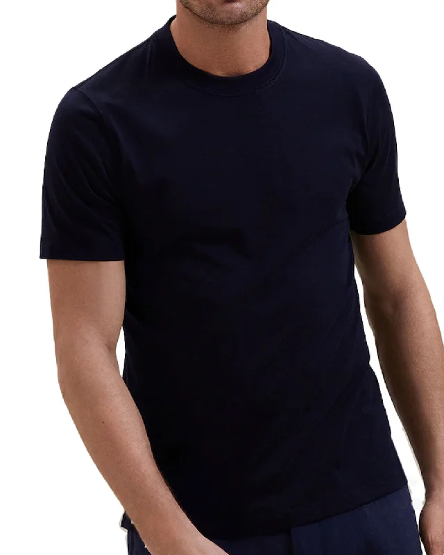 Men's v - neck muscle t - shirts for a body - building aesthetic Navy Cotton Crewneck T-Shirt