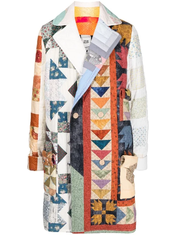 Men coats with a quilted pattern for added texture and warmth Double-Breasted Patchwork Coat