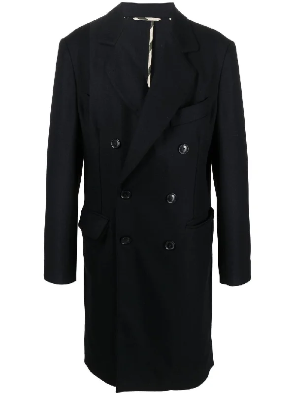 Men coats with a stand - up collar for a sleek and modern look Double-Breasted Wool Coat