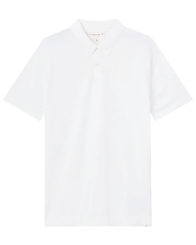Men's ribbed cuffs and hem polo shirts for a textured look White Sea Island Cotton Polo