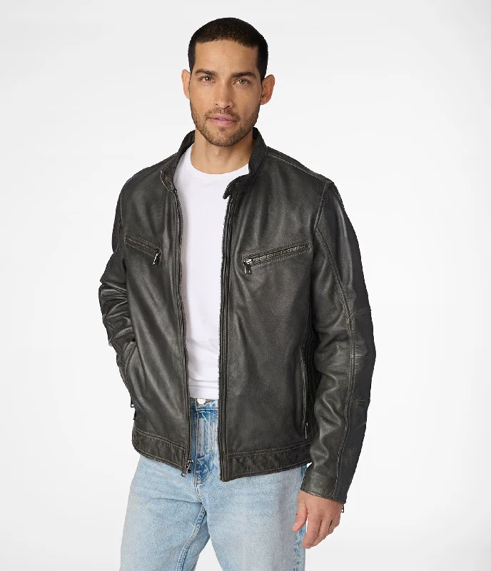 Denim men jackets with embroidered patches for a personalized touch Brent Leather Jacket