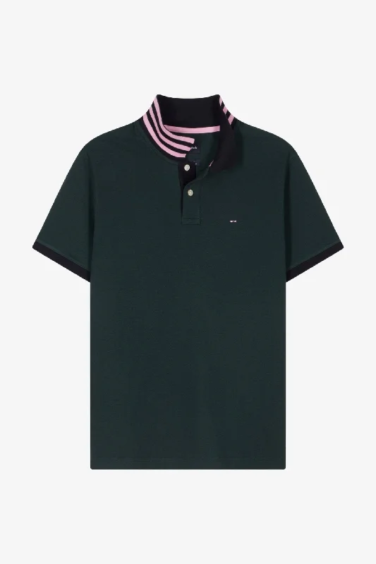 Men's slim fit short sleeve polo shirts with contrast collars Eden Park Contrast Collar Polo