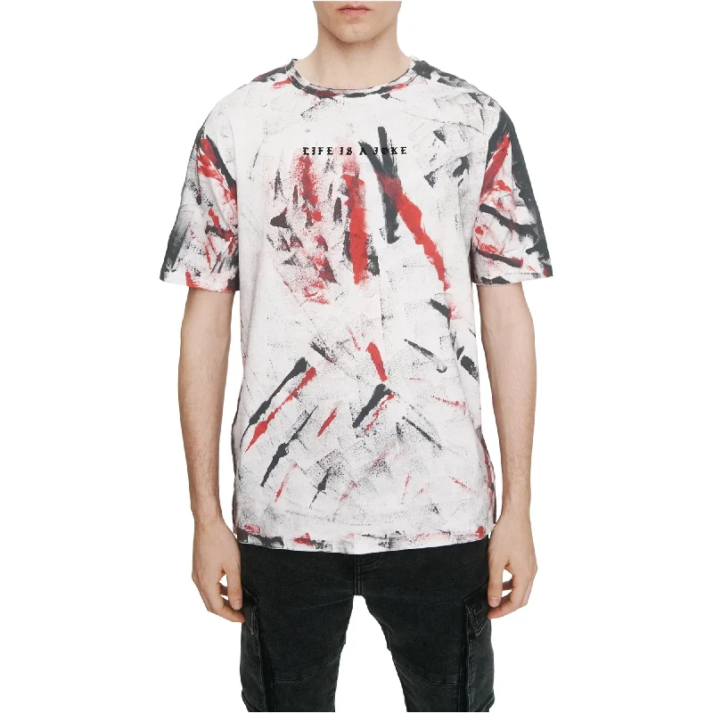 Men's distressed denim - look t - shirts with a rugged appeal Elevenparis Mens Splatter Graphic T-Shirt