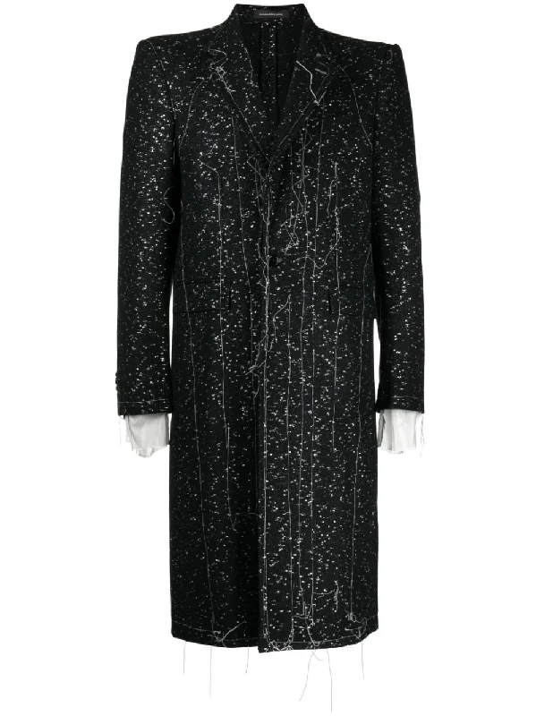 Men coats with a quilted pattern for added texture and warmth Exposed-Seam Single-Breasted Coat