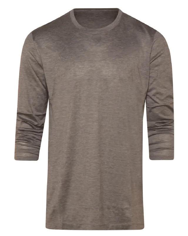 Men's v - neck muscle t - shirts for a body - building aesthetic Silver Jersey Silk and Cotton Blend T-Shirt