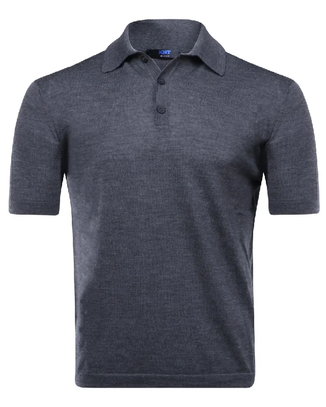 Men's stretchable athletic polo shirts for fitness workouts Dark Grey Short Sleeve Polo