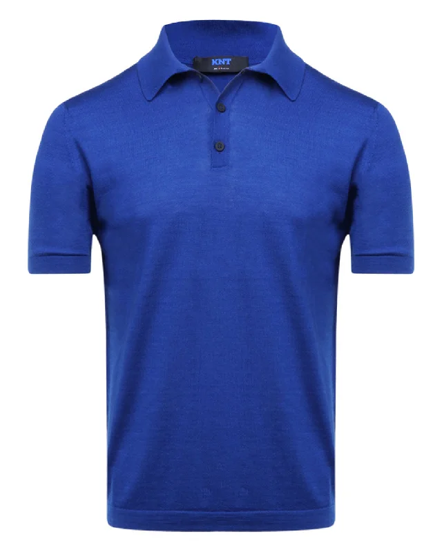 Men's luxury cashmere blend polo shirts in solid colors Royal Blue Polo