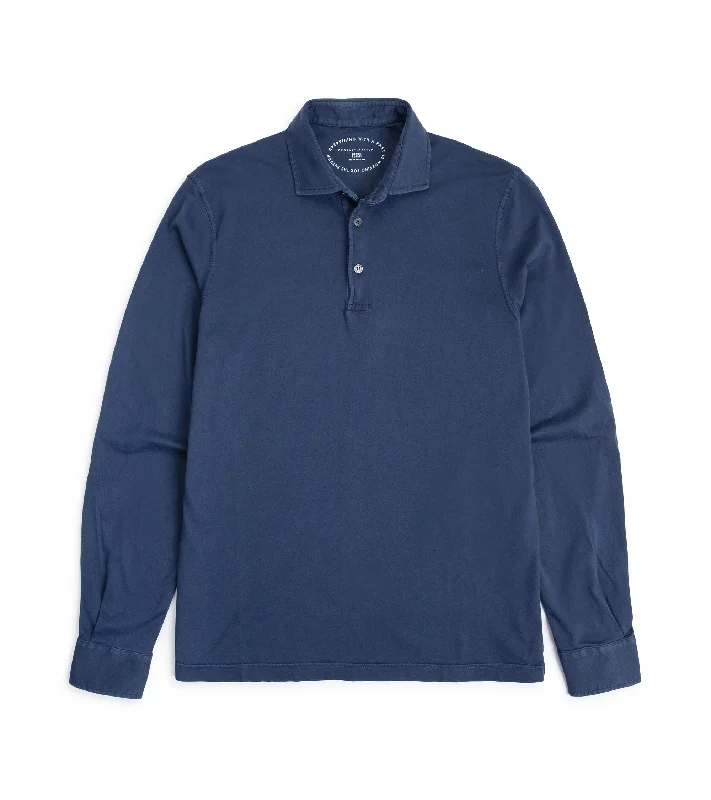 Men's formal - style silk blend polo shirts for special occasions Fedeli Jersey Polo: Blue