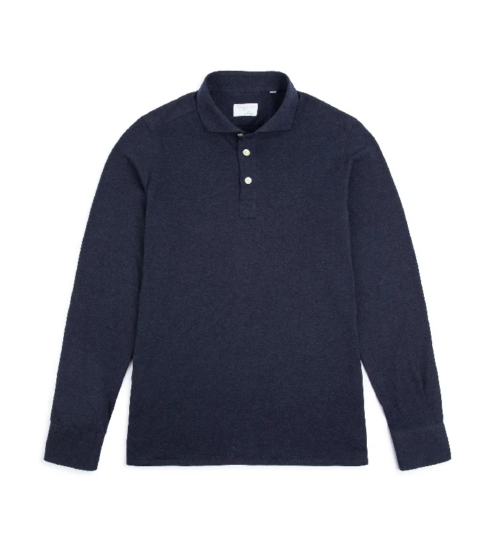 Men's color - block polo shirts with a bold fashion statement Finamore Cotton Cashmere Orlando Polo Shirt: Navy