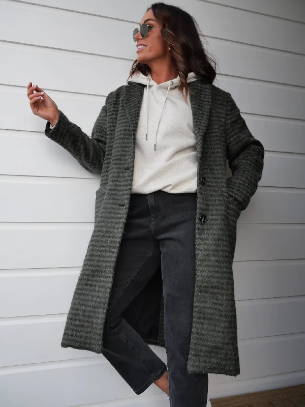 Stylish men coats with a double - breasted design for a formal look Foxwood Clementine Coat Green Black