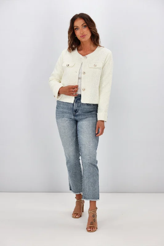  Fria Vivienne Collarless Jacket White