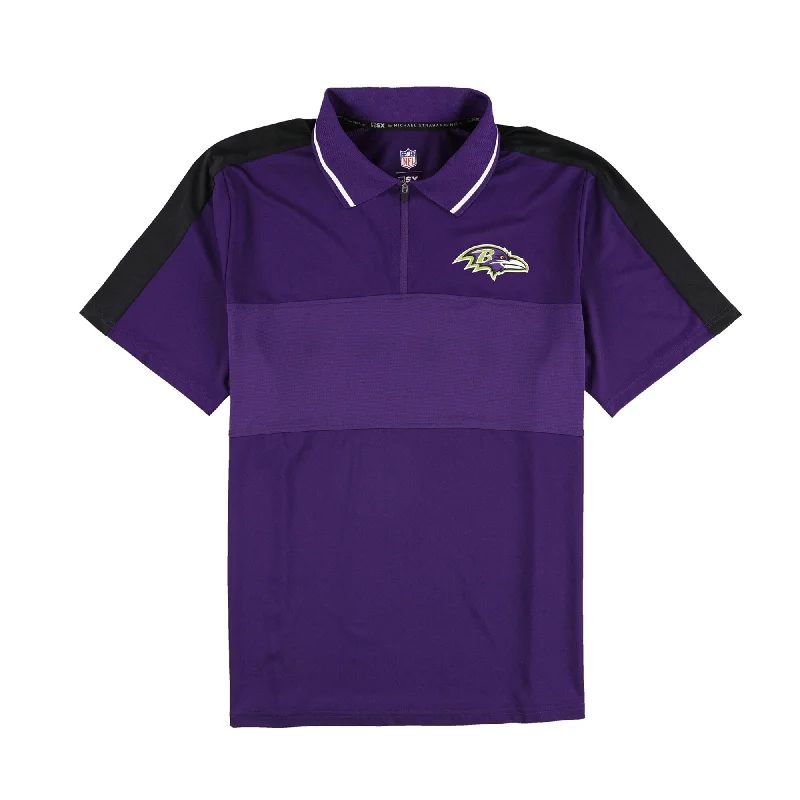 Men's two - tone stripe polo shirts with a preppy style G-III Sports Mens Baltimore Ravens 1/4 Zip Rugby Polo Shirt, Purple, Large