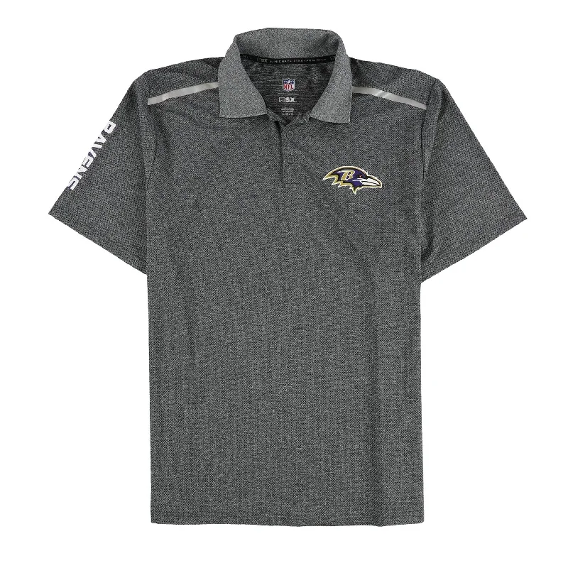 Men's long sleeve classic fit polo shirts with embroidered logos G-III Sports Mens Baltimore Ravens Rugby Polo Shirt, Black, Large