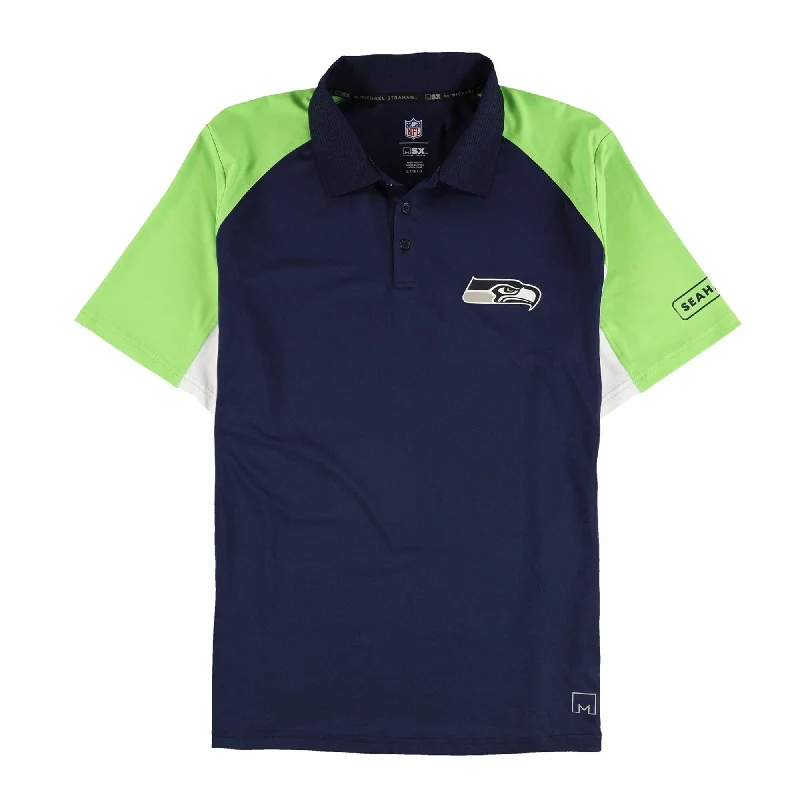 Men's jacquard woven polo shirts with intricate designs G-III Sports Mens Seattle Seahawks Rugby Polo Shirt, Blue, Large