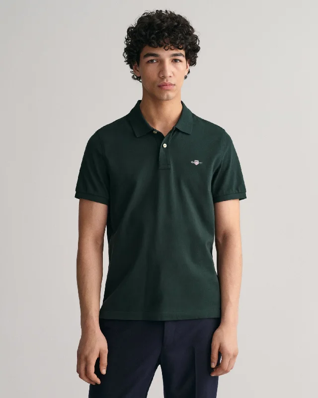 Men's luxury cashmere blend polo shirts in solid colors GANT Regular Shield Pique Polo