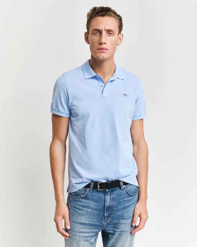 Men's two - tone stripe polo shirts with a preppy style GANT Regular Shield Pique Polo