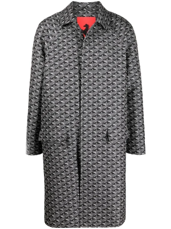 Men coats with a quick - drying feature for active lifestyles Graphic-Print Single-Breasted Coat