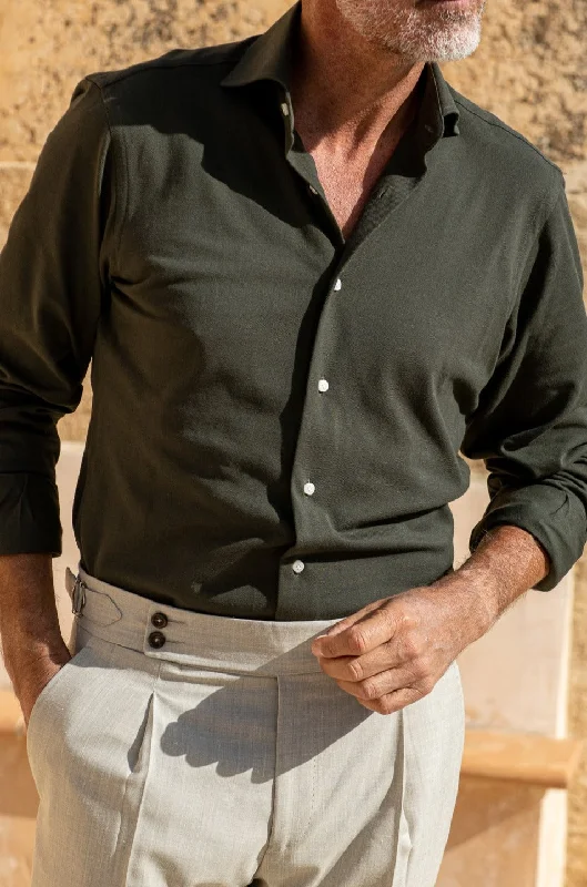 Men's breathable cotton blend polo shirts for summer outings Green polo shirt - Made in Italy
