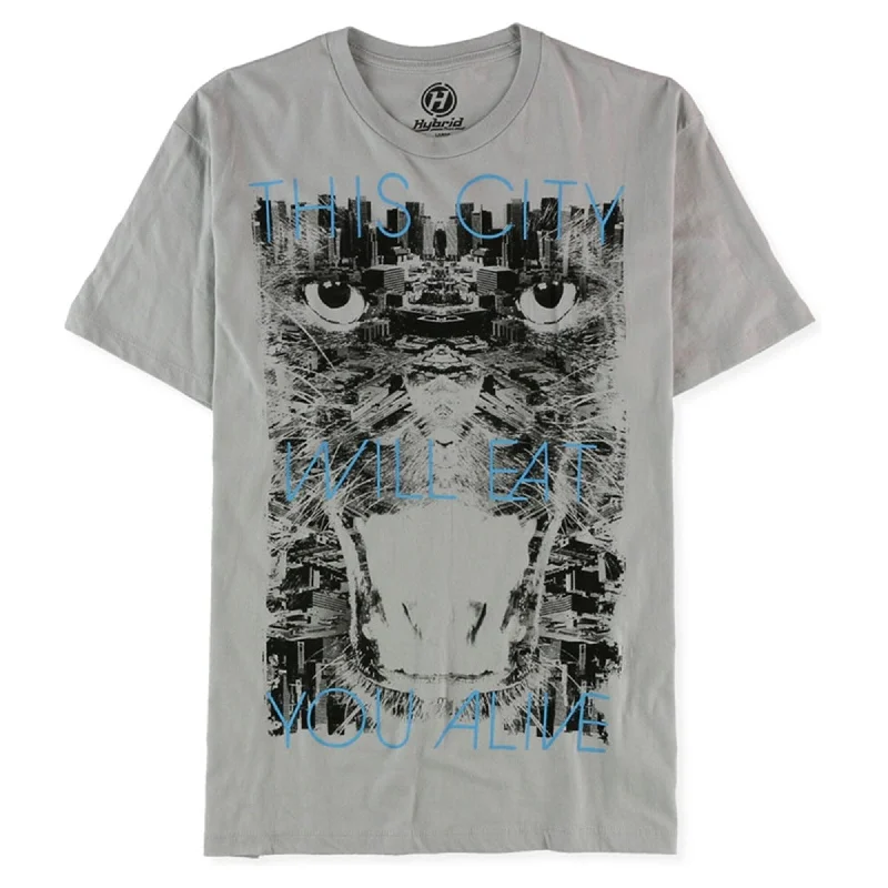 Men's plus - size pocket t - shirts with a classic look Hybrid Mens This City Will Eat You Alive Graphic T-Shirt, Grey, Large