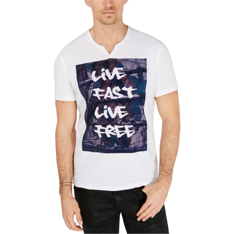 Men's short - sleeve linen t - shirts for summer beach outings I-N-C Mens Live Fast Live Free Graphic T-Shirt