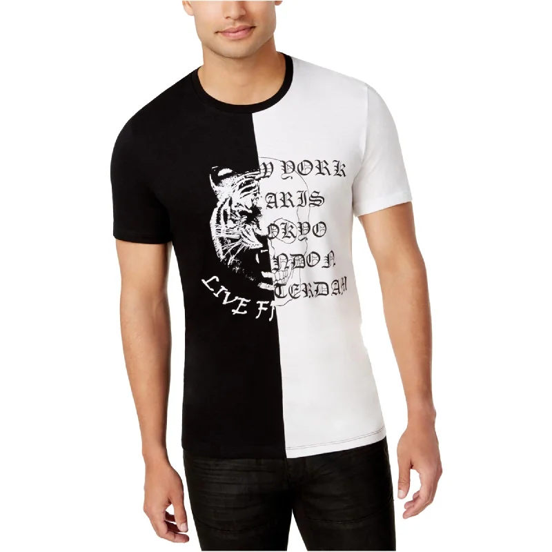 Men's thermal t - shirts with a high - neck design for cold weather I-N-C Mens Spliced Graphic T-Shirt