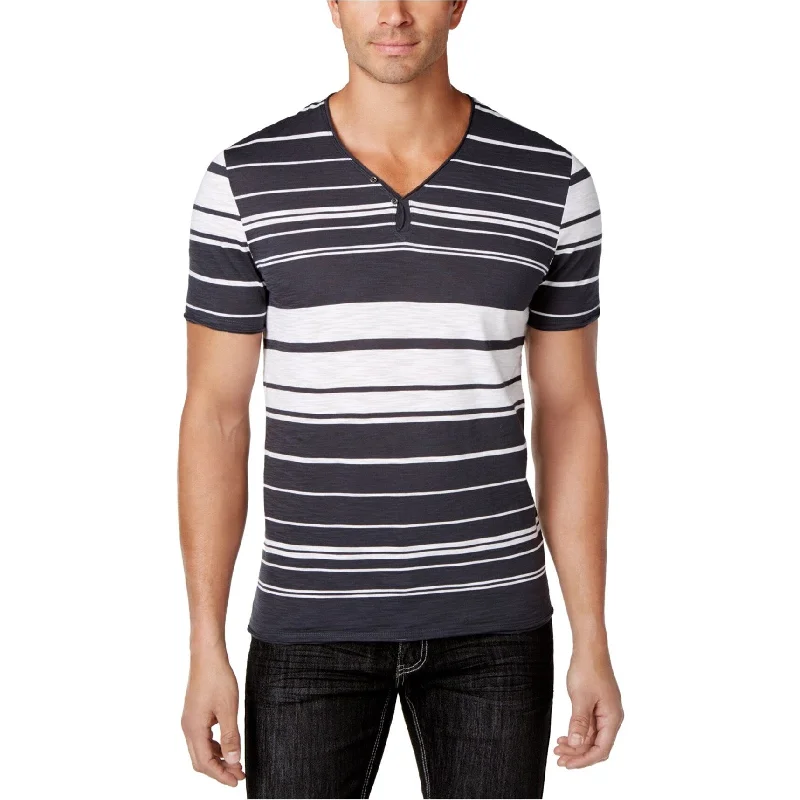 Men's slim - fit graphic t - shirts with vintage rock band prints I-N-C Mens Textured Y-Neck Basic T-Shirt