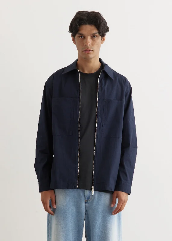 Men coats with a detachable faux - fur collar for a trendy and warm touch Isak Zip Overshirt